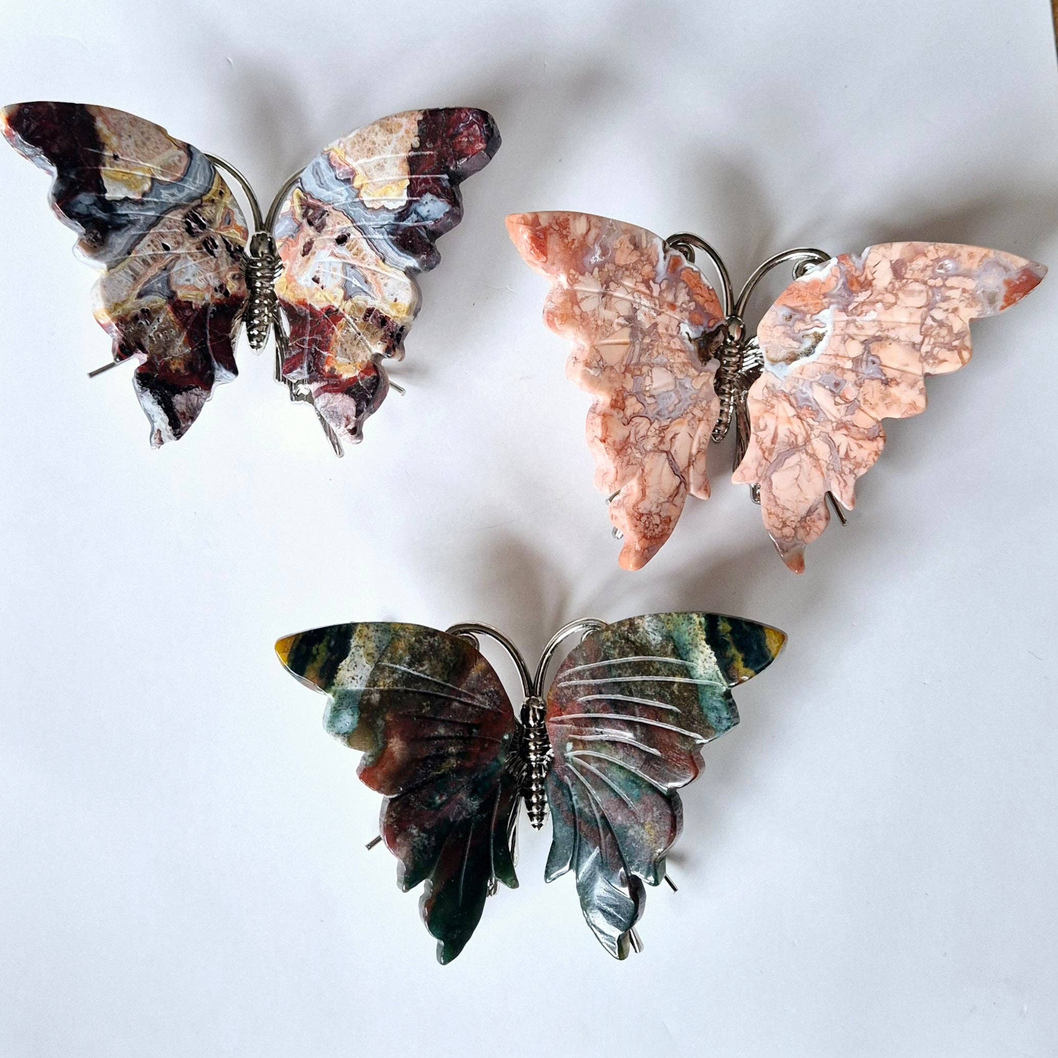 Papillon en cristal d'Agate mexicaine