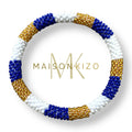 Bracelet népalais bleu lapis blanc doré