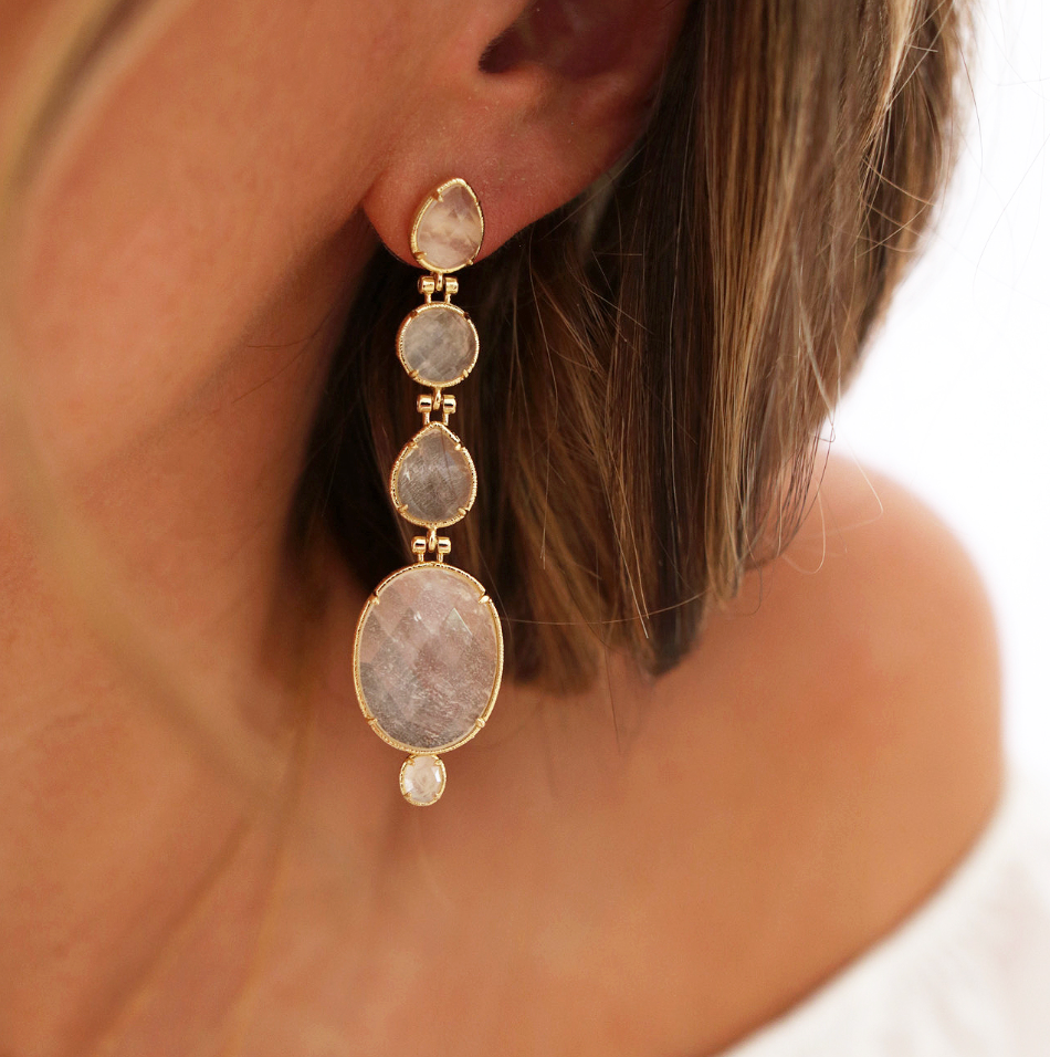 Boucles d'oreilles ALOHA en Quartz Blanc