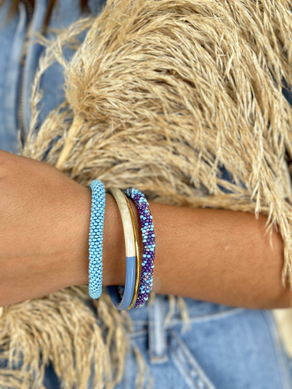 Bracelet népalais bleu et violet