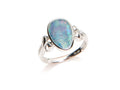Bague Opale bleue doublet d'Australie goutte, argent 925