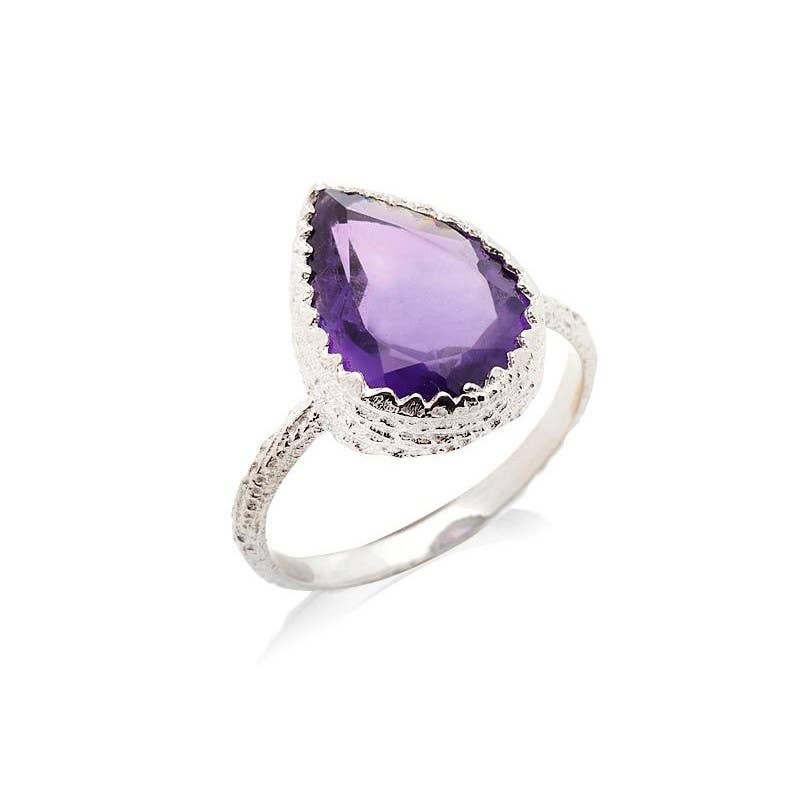 Bague avec Améthyste violette naturelle, argent 925