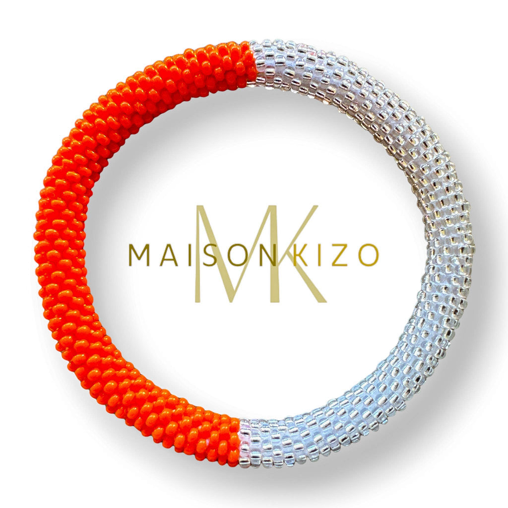 Bracelet népalais orange et argent