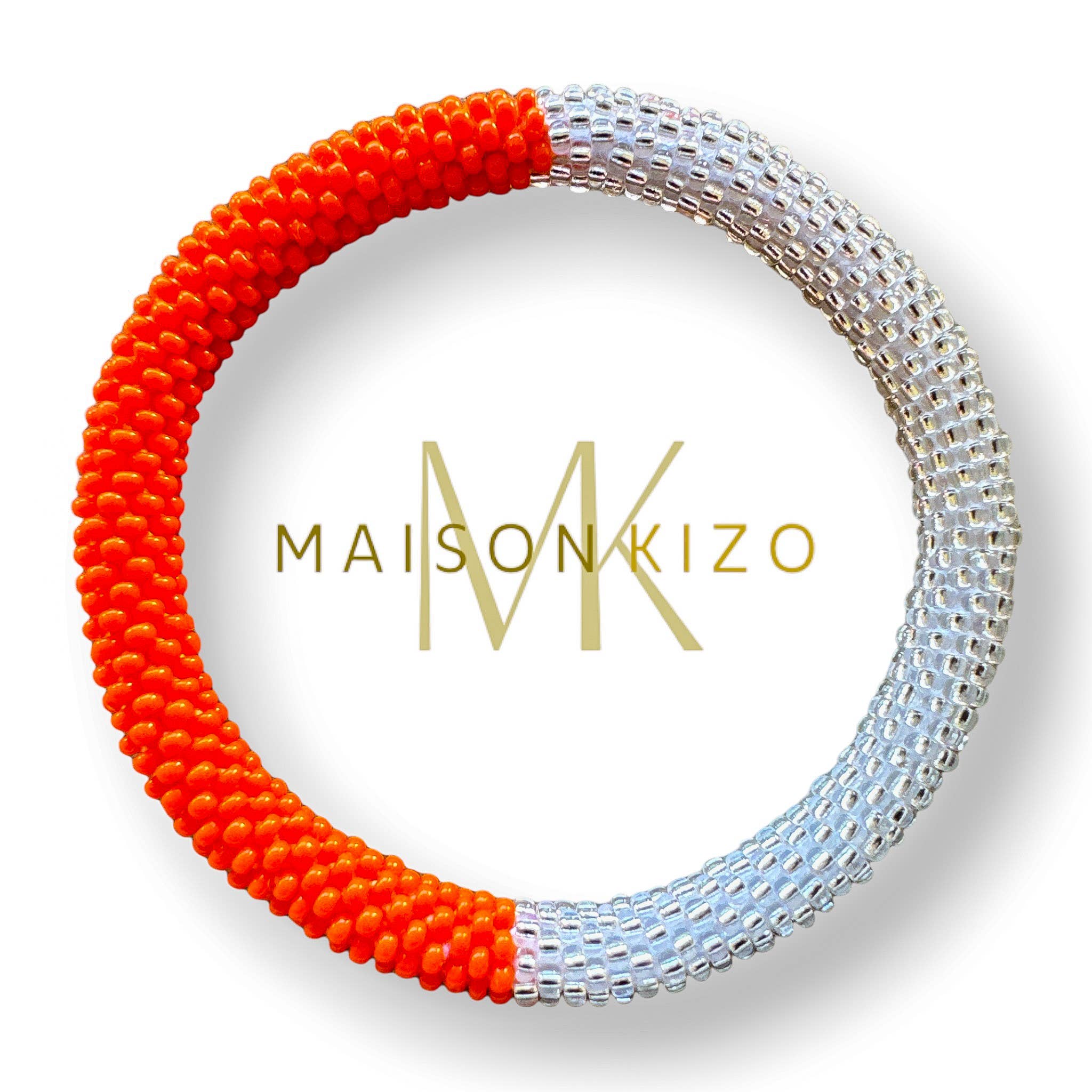 Bracelet népalais orange et argent