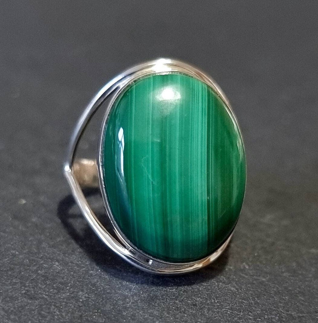 Bague en Malachite Argent 925 20mm x 15mm