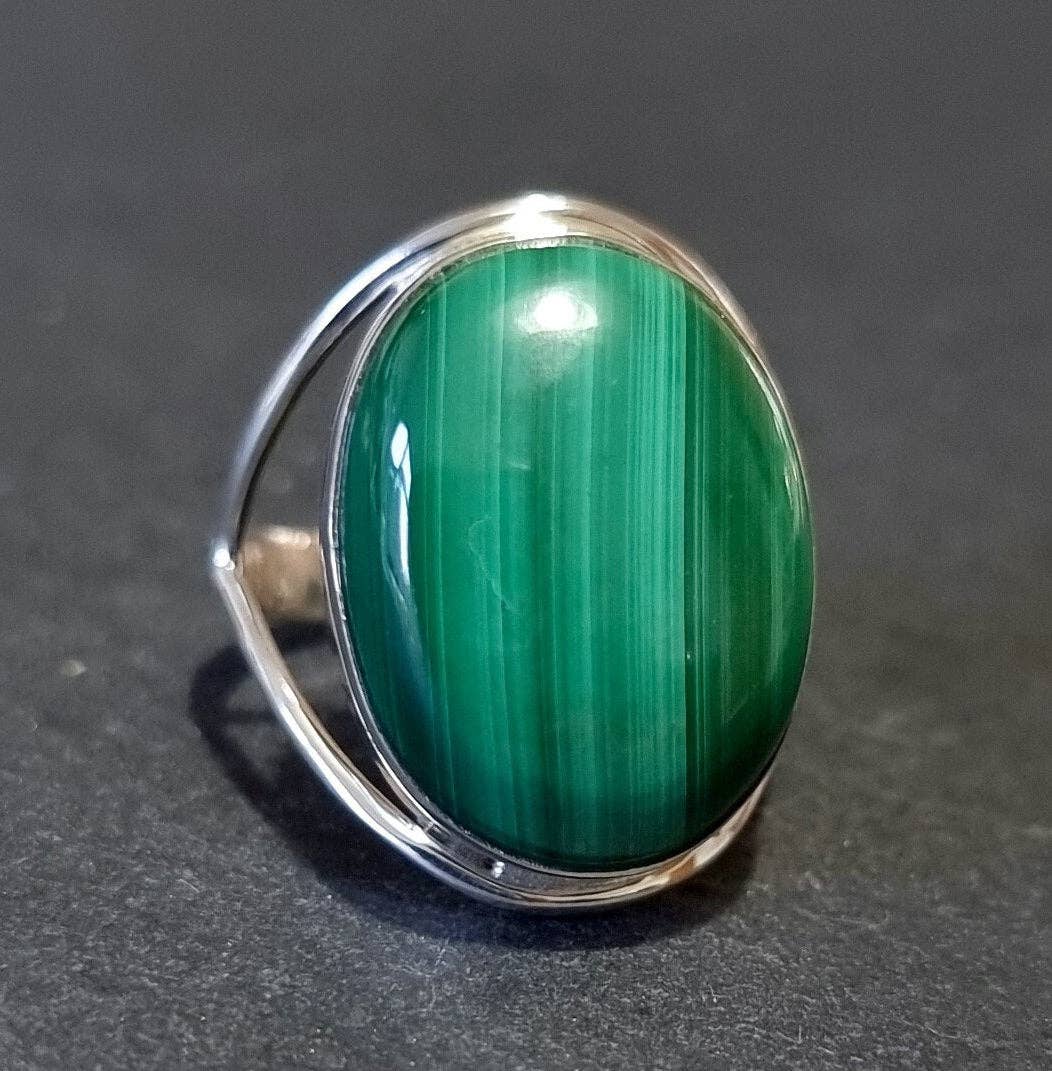 Bague en Malachite Argent 925 20mm x 15mm