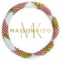 Bracelet népalais E60 rose blanc doré triangle