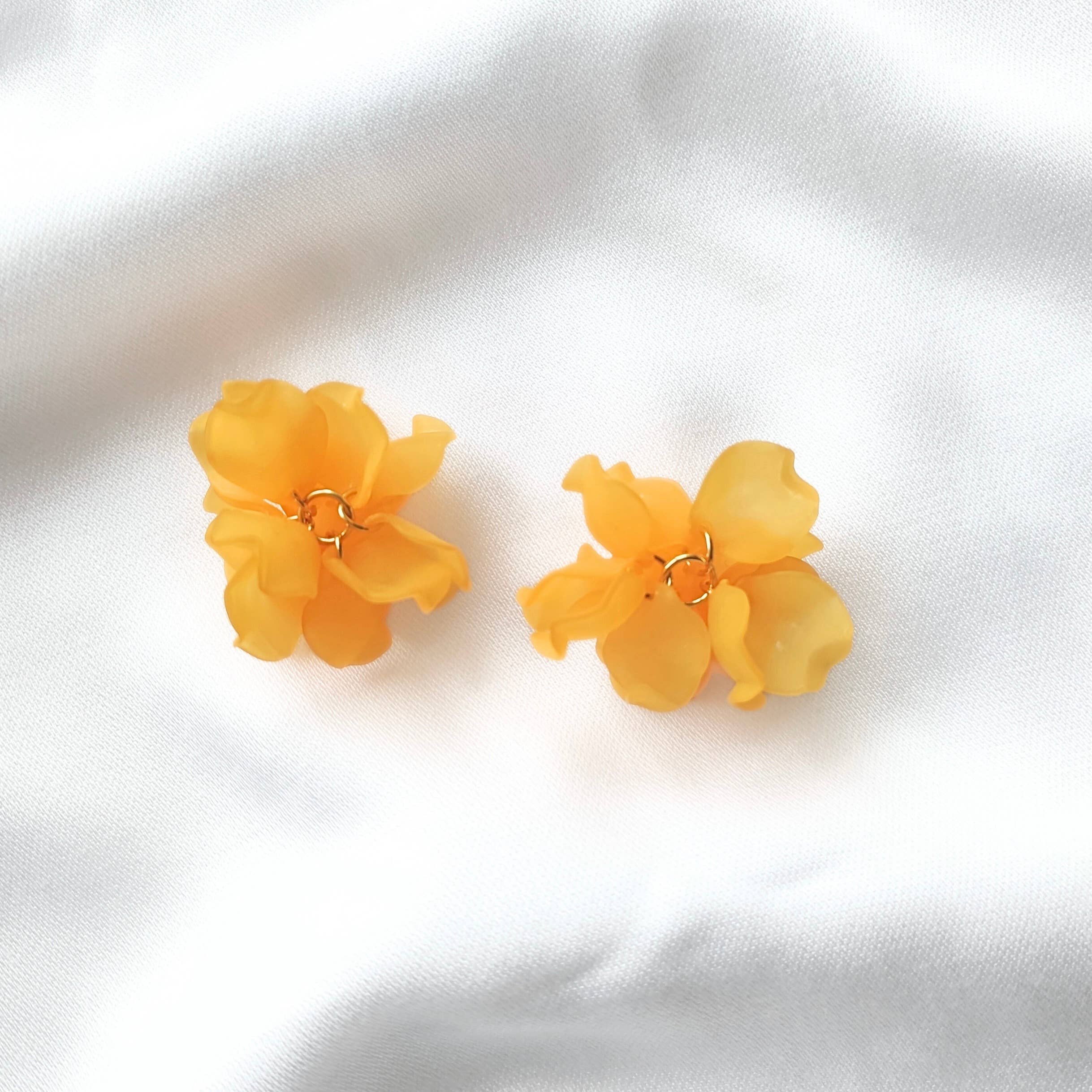 Boucles d'oreilles Créoles PEONY Fleurs Pivoine couleur au choix