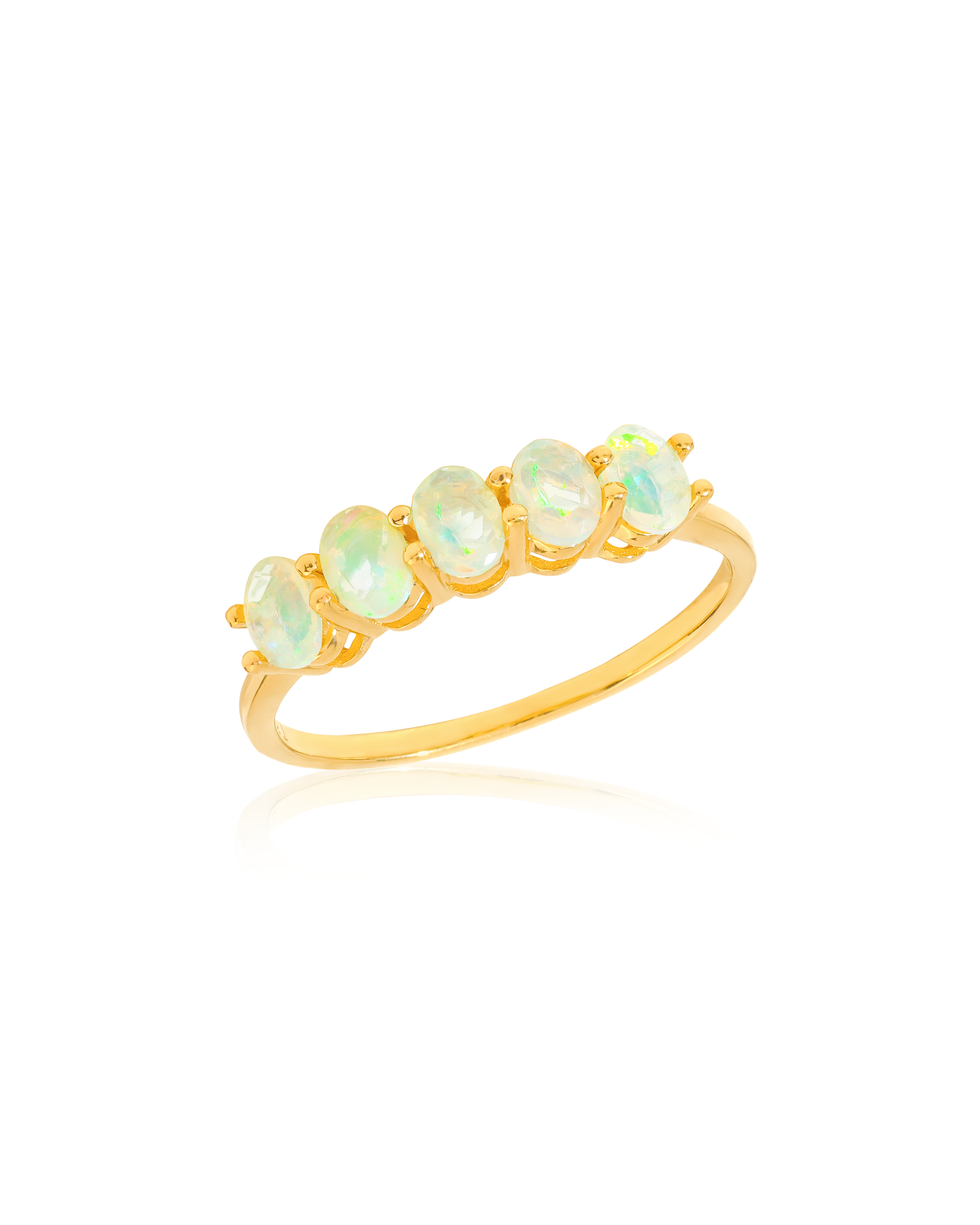 Bague d'éternité en or 14 carats avec Opale éthiopienne sur argent sterling