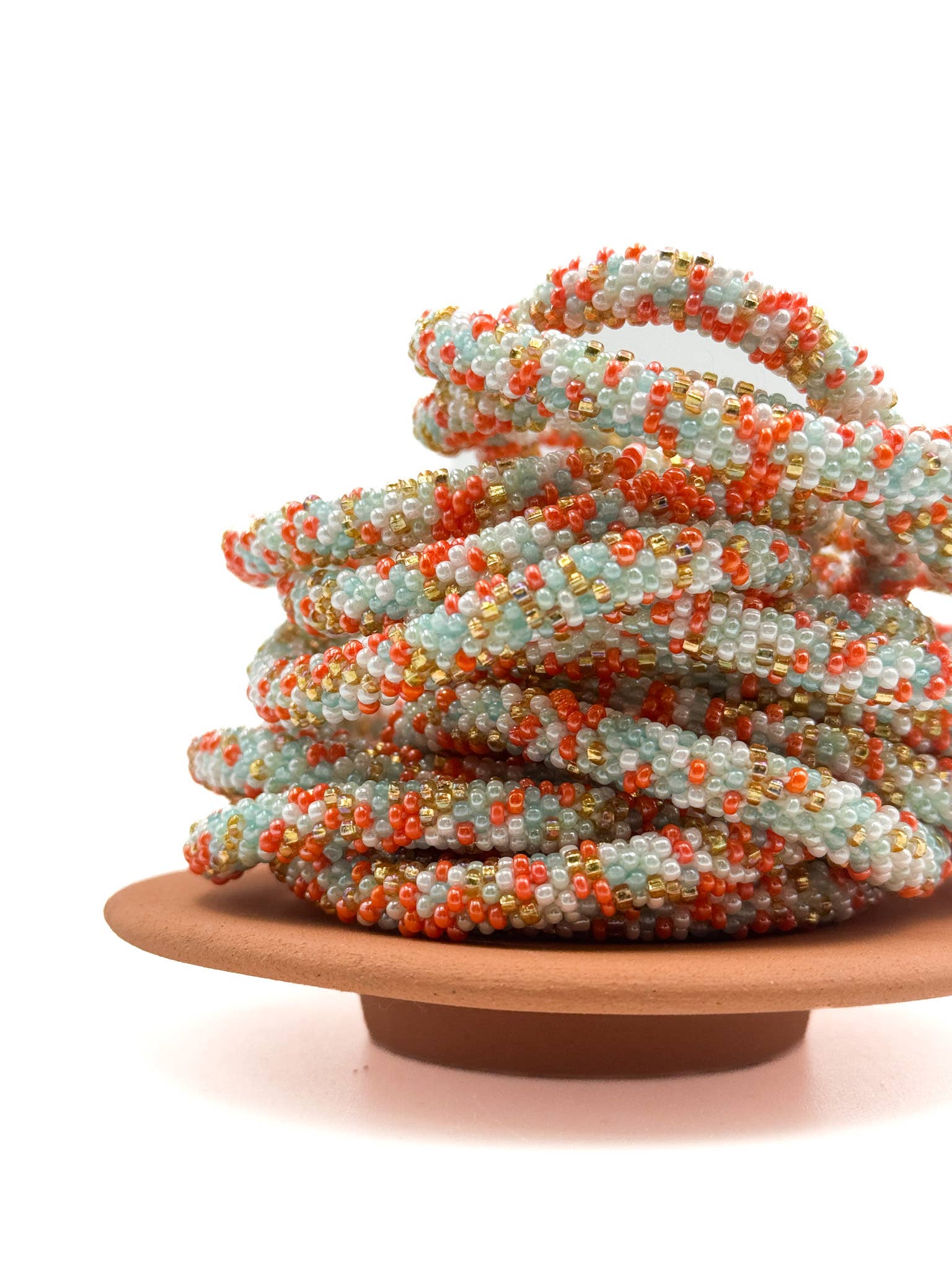 Bracelet népalais E45 Multi Color Bleu orange doré