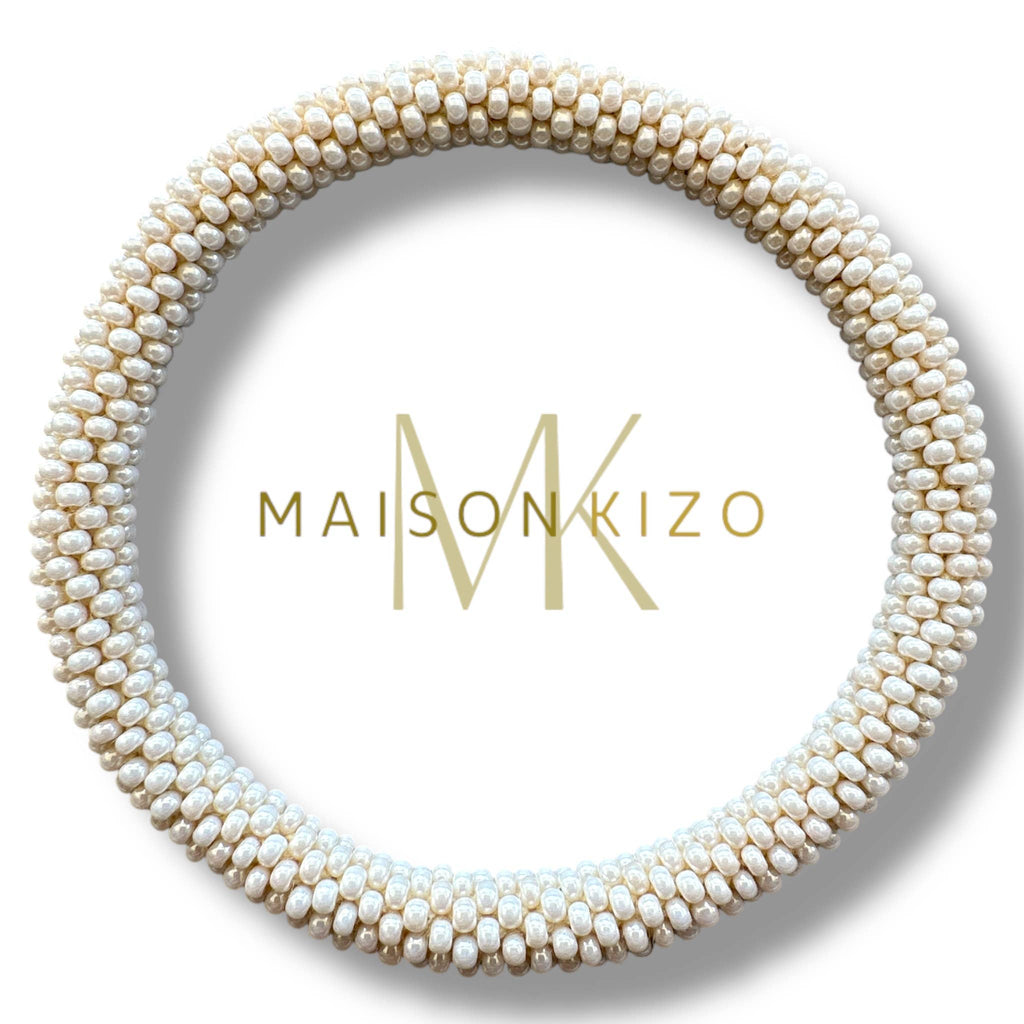 Bracelet népalais brillant blanc unis