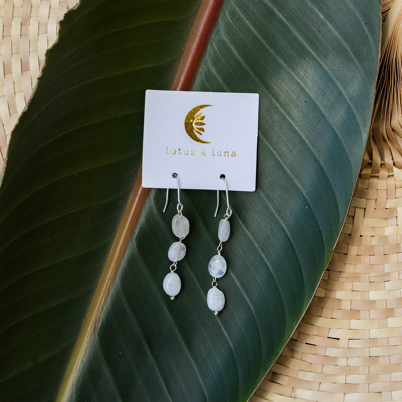 Boucles d'oreilles cascade de lune Pierre de lune