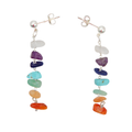 Boucles d'oreilles en pierres brutes des sept chakras argent Quartz Cornaline Agate Jade Turquoise Lapis lazuli Améthyste