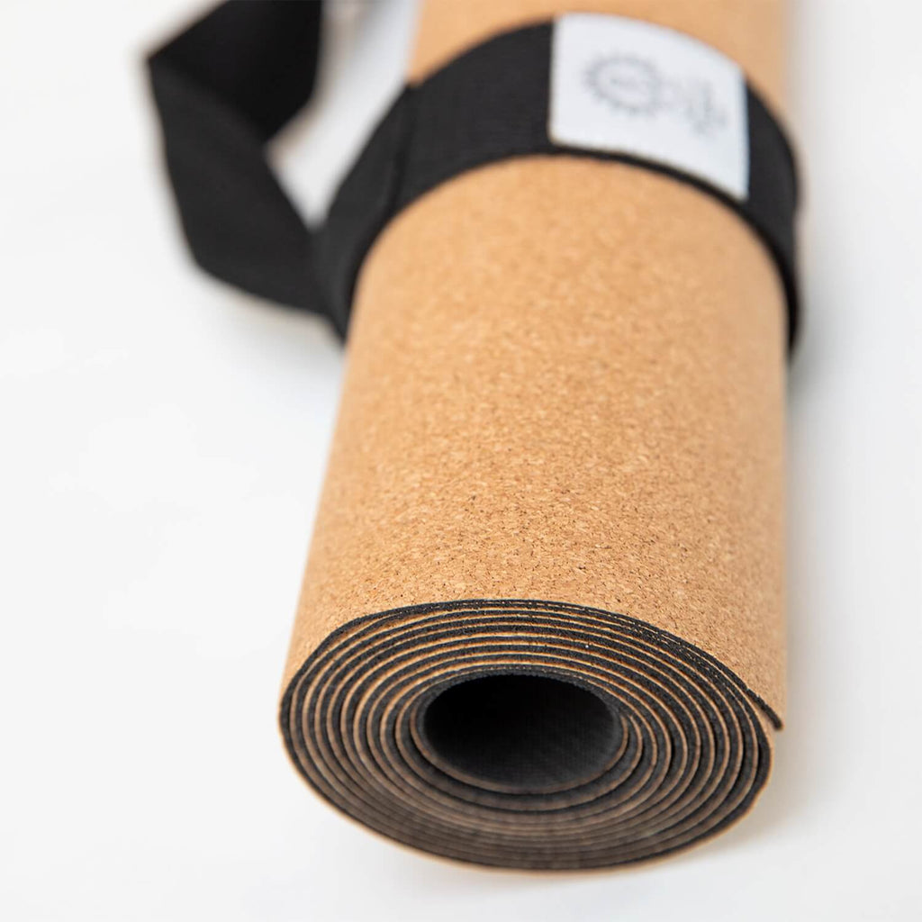 Tapis de yoga de voyage | en liège et caoutchouc naturel | avec housse de protection et sangle de transport