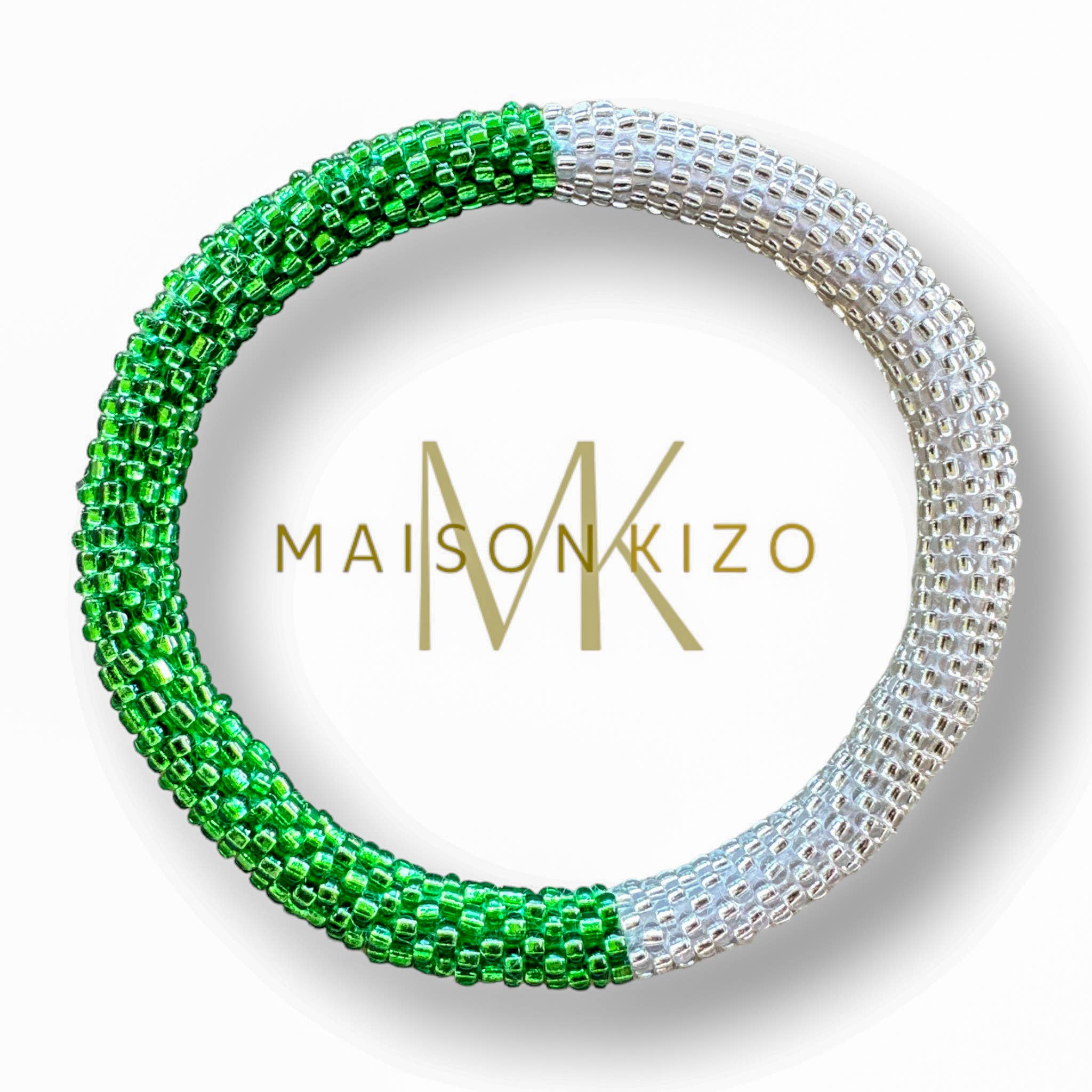 Bracelet népalais vert et argent
