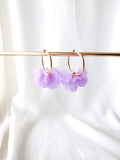 Boucles d'oreilles Créoles PEONY Fleurs Pivoine couleur au choix