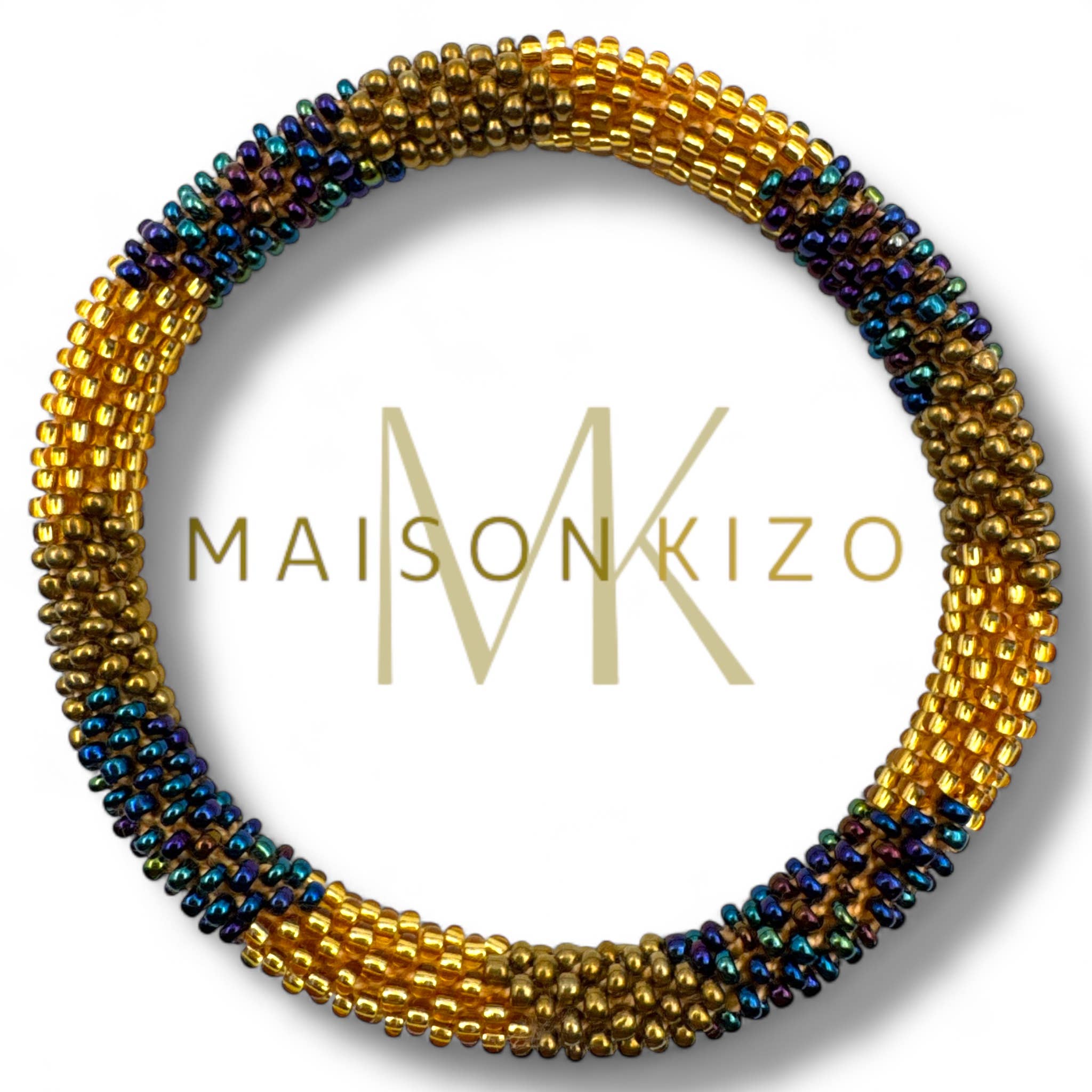 Nouvelle collection A/H 2026 Bracelet népalais B17 doré bleu violet flèche