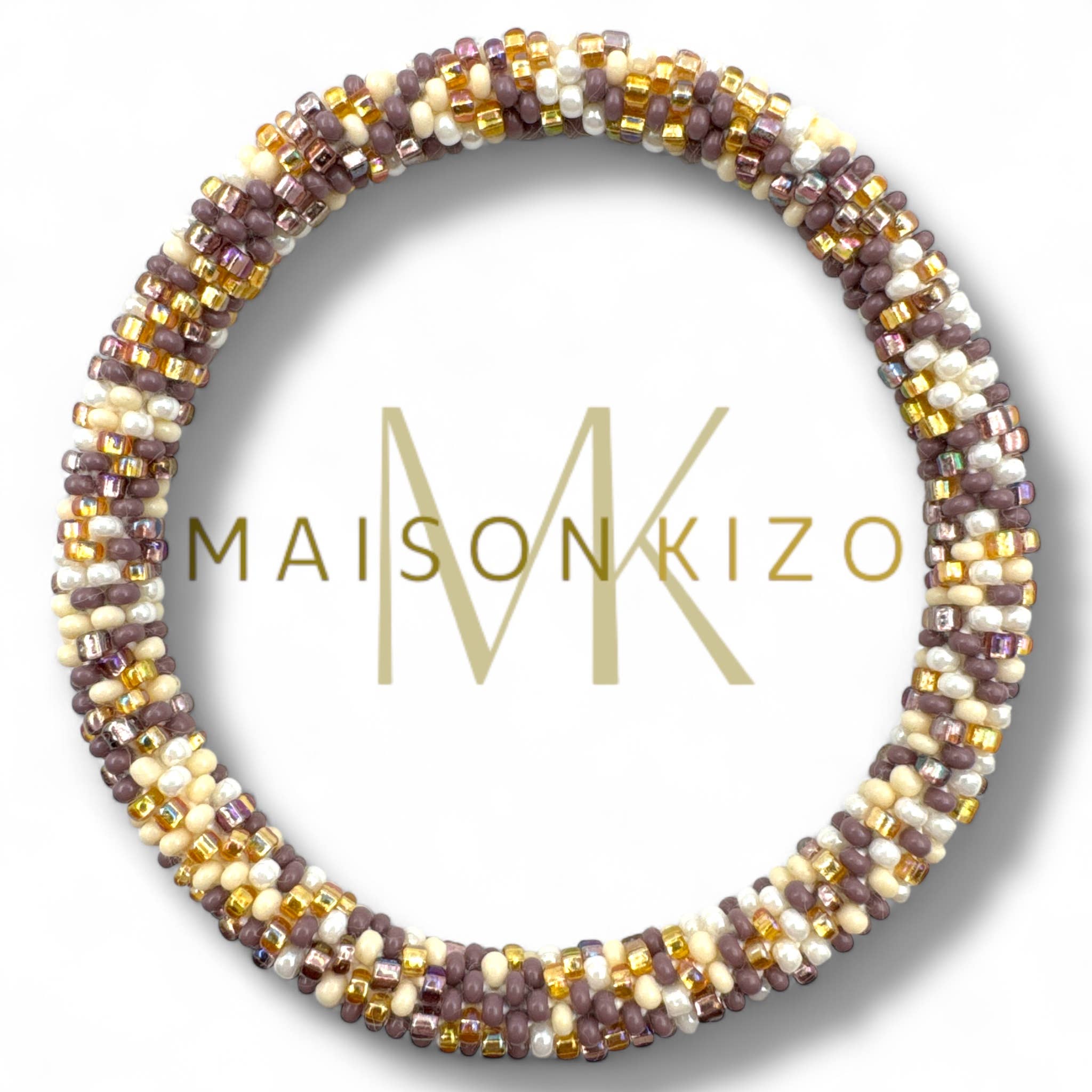 Nouvelle collection A/H 2026 Bracelet népalais B20 parme violet blanc doré
