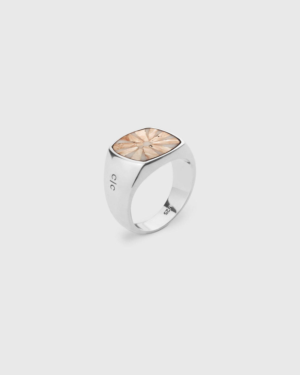 Marrakech - Bague à chevalet en argent sterling 925 et coquillage - Homme