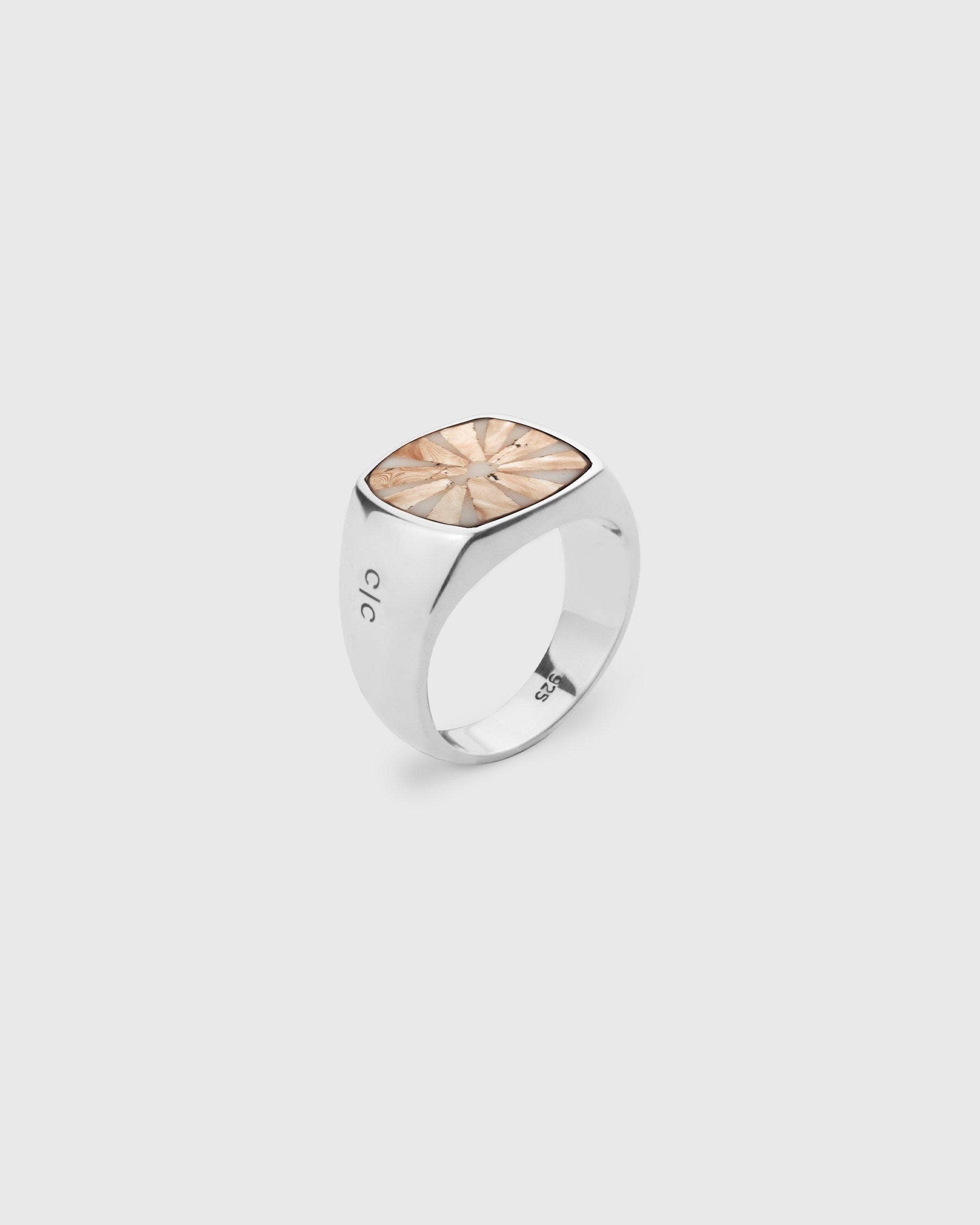 Marrakech - Bague à chevalet en argent sterling 925 et coquillage - Homme