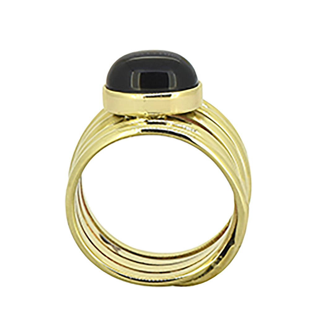 Bague en laiton avec pierre précieuse Onyx noir