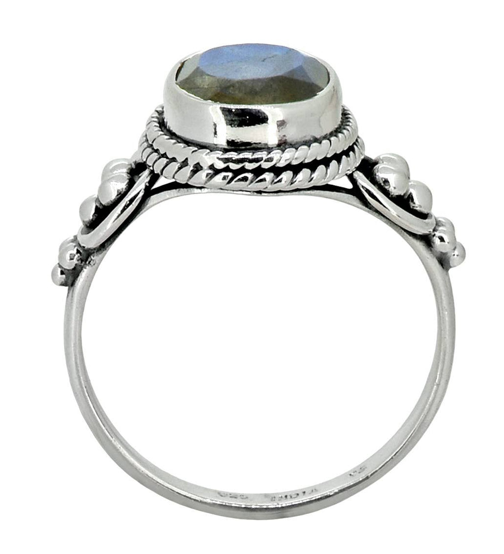 Bague solitaire en argent sterling 925 massif Labradorite