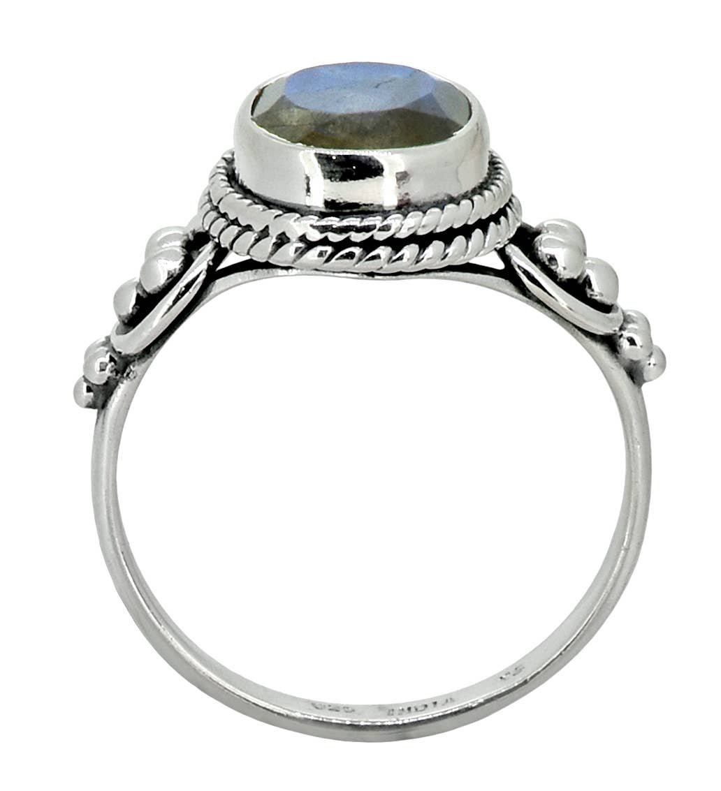 Bague solitaire en argent sterling 925 massif Labradorite