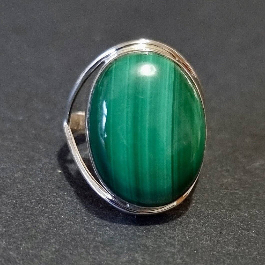 Bague en Malachite Argent 925 20mm x 15mm