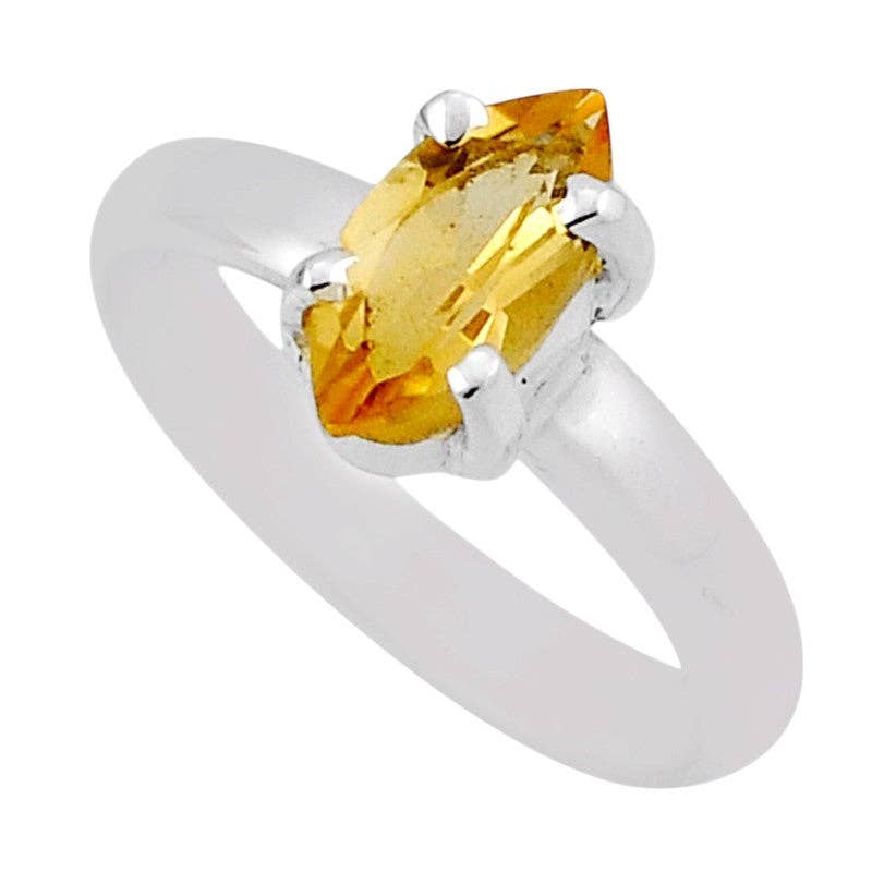 Bague Citrine naturelle Brésil AA argent 925 - Taille 54