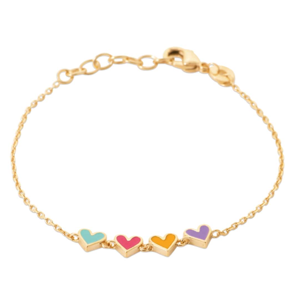 Bracelet COEURS multicolores en plaqué or
