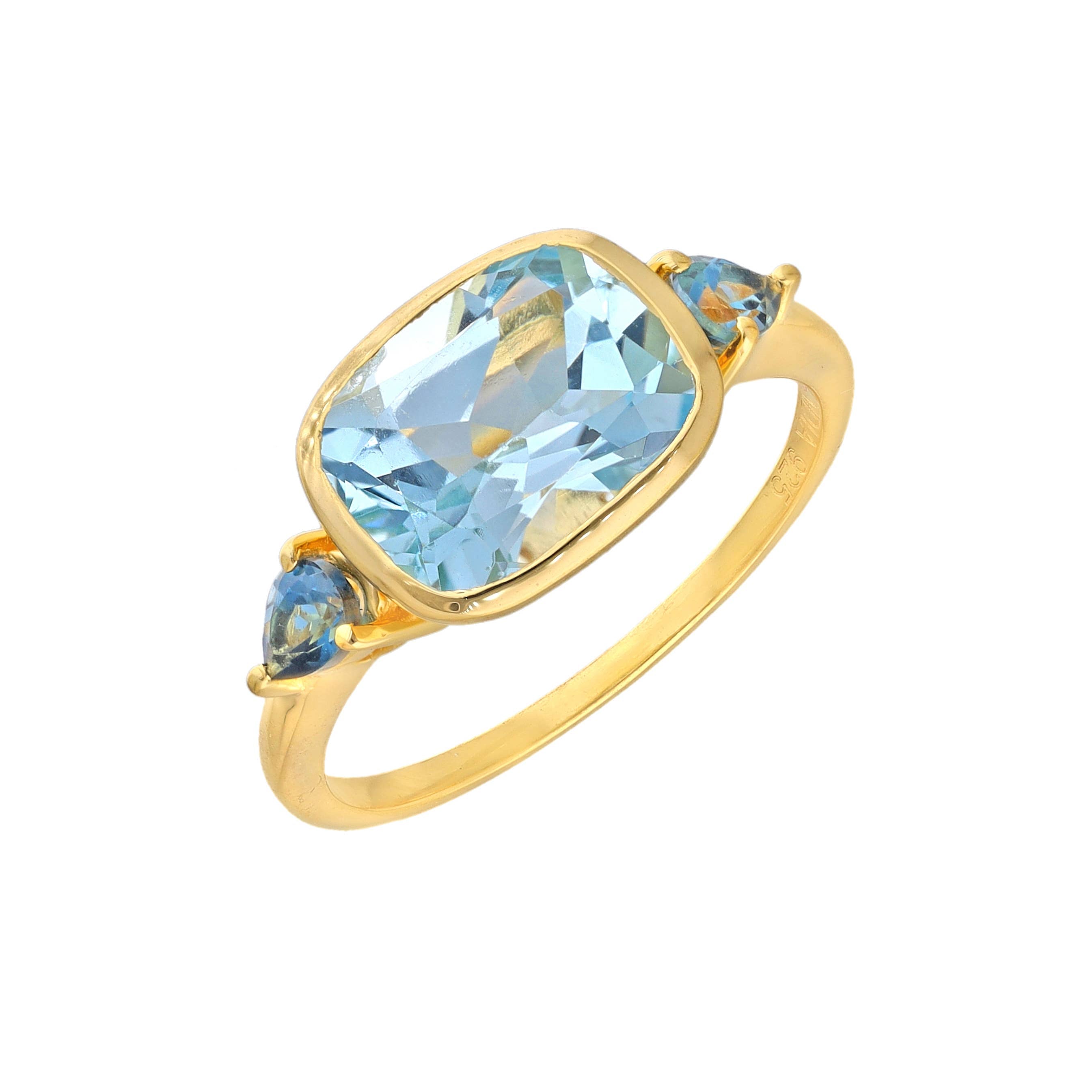 Bagues solitaires en Topaze bleu ciel plaquées or sur argent