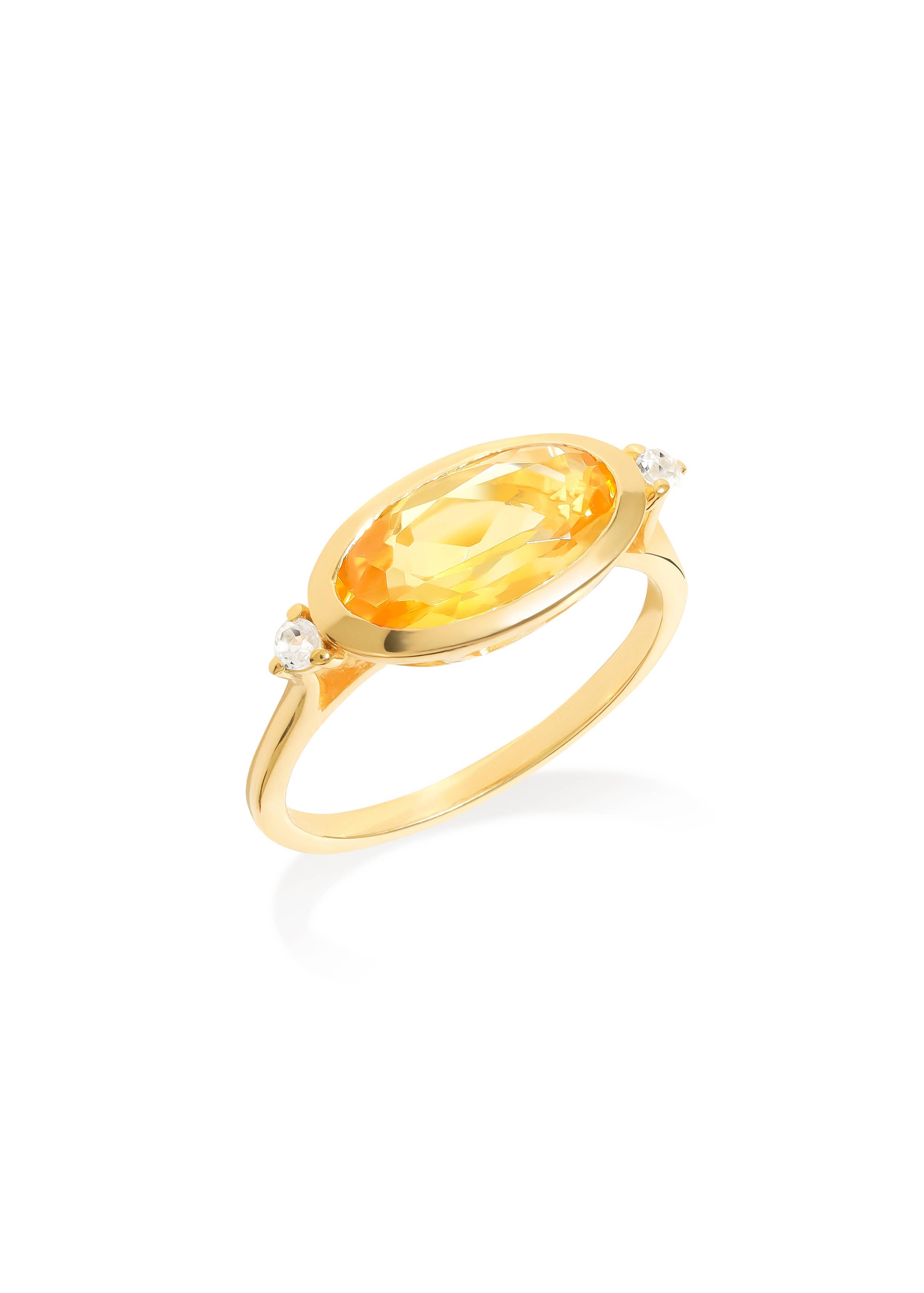 Bague Élégance en Citrine Plaqué Or avec Topaze