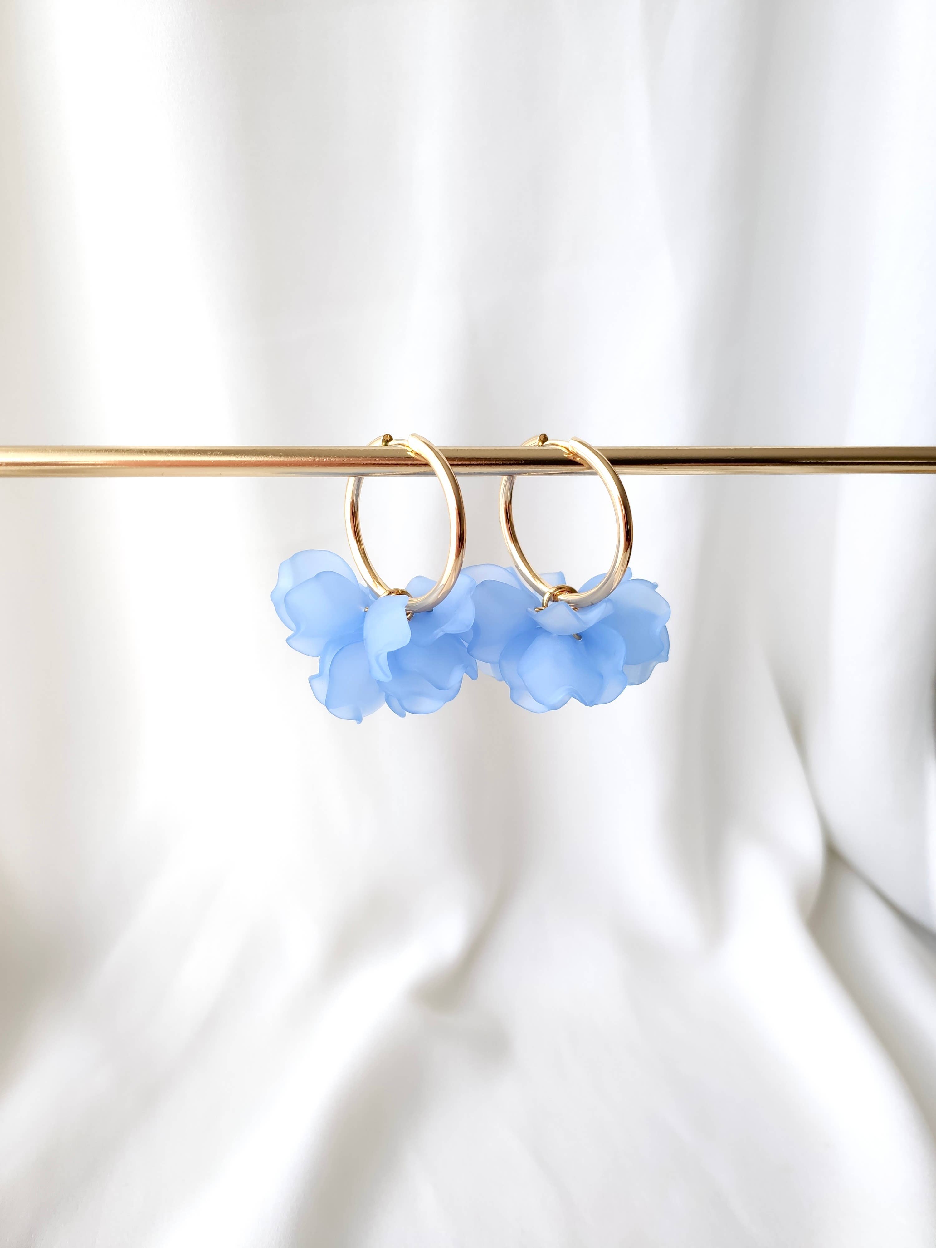 Boucles d'oreilles Créoles PEONY Fleurs Pivoine couleur au choix