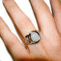 Bague pierre de lune arc en ciel (péristérite) argent 925