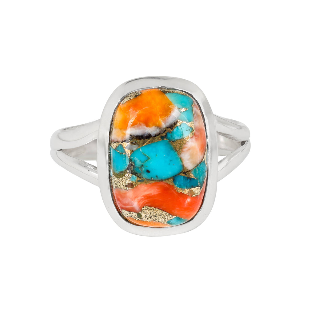 Bague Statement en Argent Sterling, Cuivre et Turquoise.