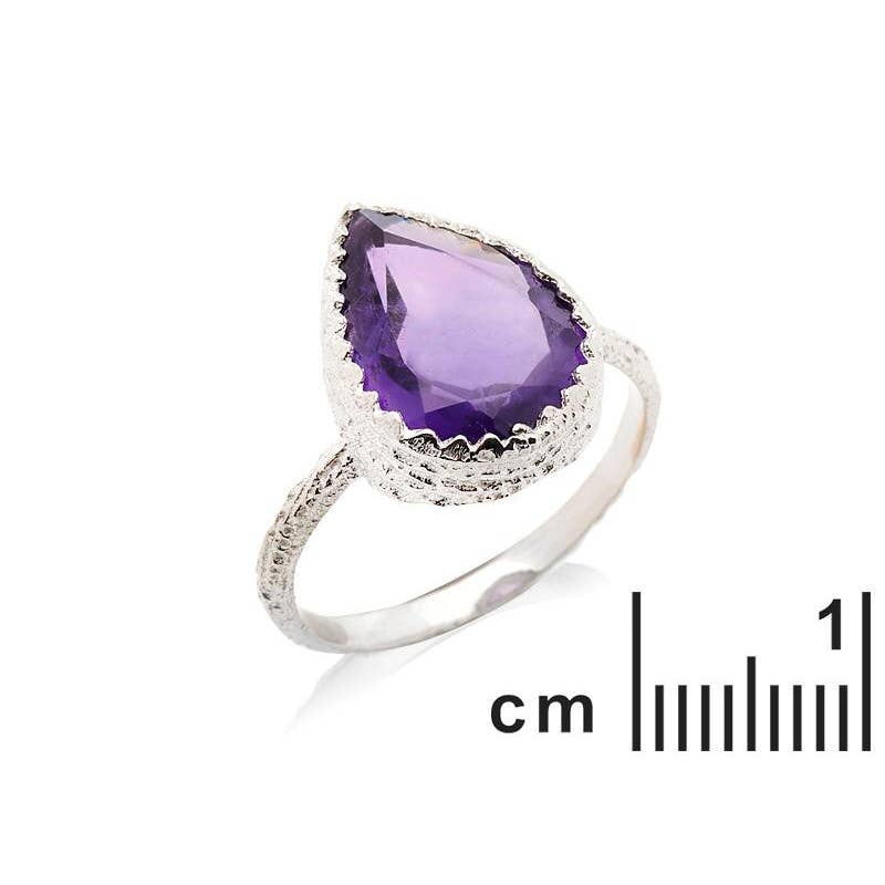 Bague avec Améthyste violette naturelle, argent 925