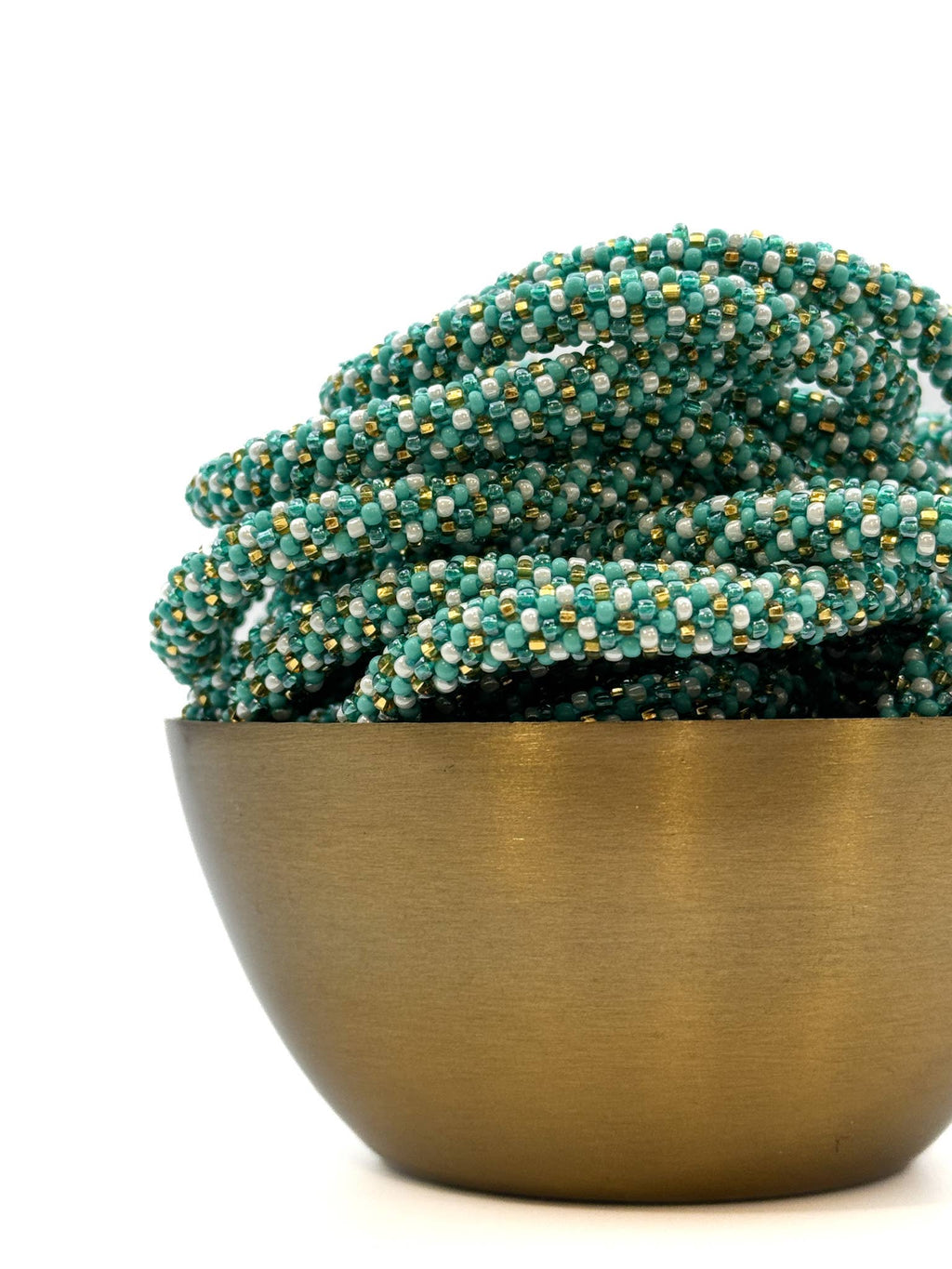 Bracelet népalais E67 Vert Blanc doré