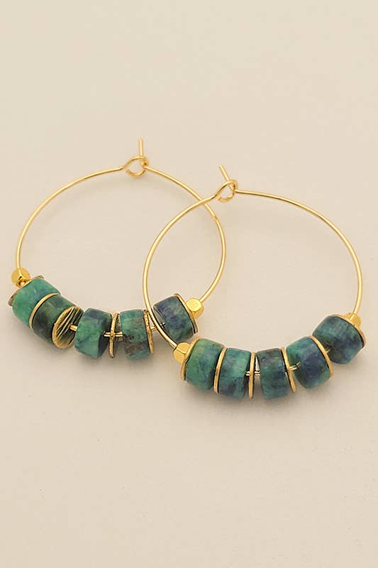 Boucles d'oreilles Créole SOFIA Chrysocolle ou Lapis Lazuli au choix