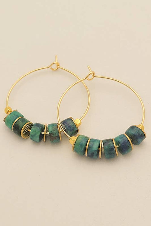 Boucles d'oreilles Créole SOFIA Chrysocolle ou Lapis Lazuli au choix