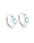 Boucles d'oreilles créoles en argent sterling 925 avec pierre précieuse topaze bleu ciel