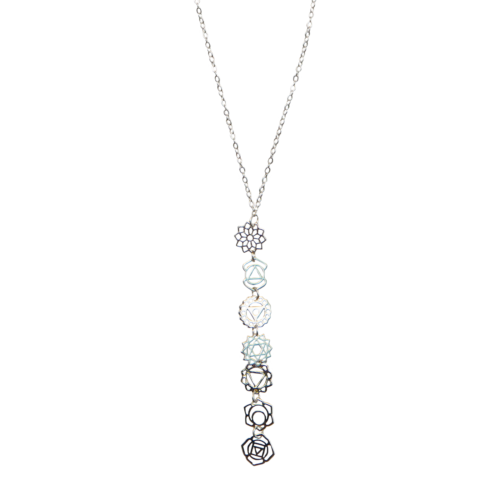 Collier Goutte à Sept Chakras Argent