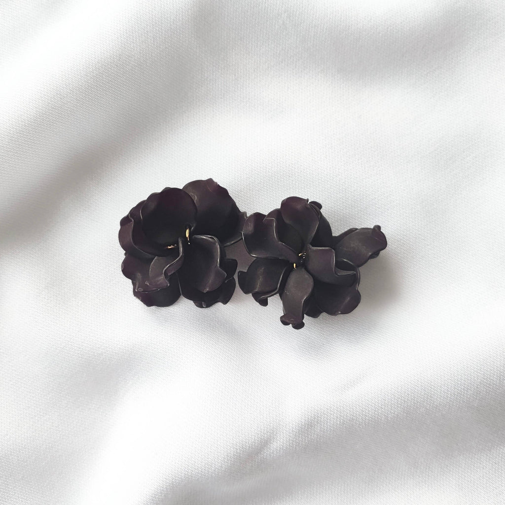 Boucles d'oreilles Créoles PEONY Fleurs Pivoine couleur au choix