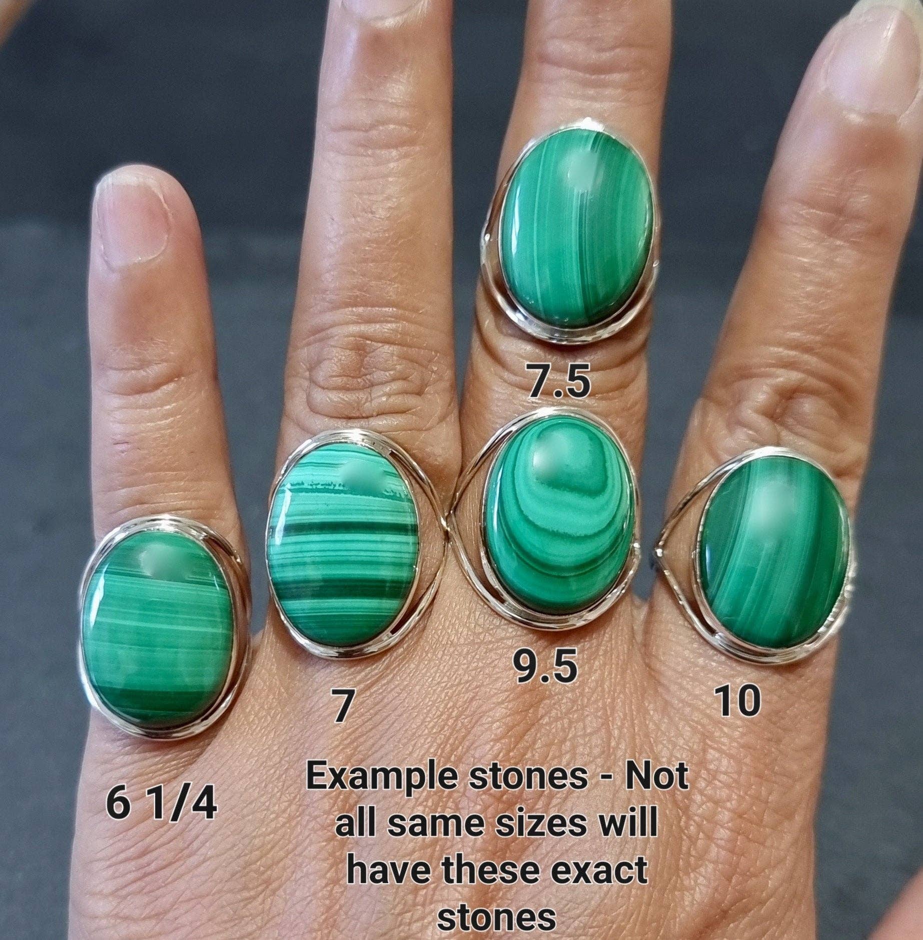 Bague en Malachite Argent 925 20mm x 15mm