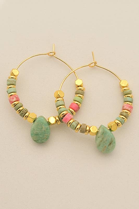 Boucles d'oreilles Créoles Sarah en Amazonite