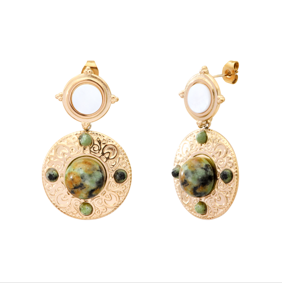Boucles d'oreilles LIORA Turquoise et perle d'eau