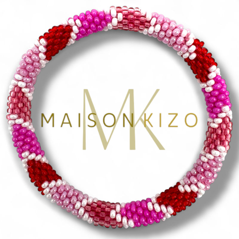 Bracelet népalais Maison Kizo R33 rose rouge