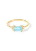 Bague Impératrice Azur en Topaze Bleue Ciel Plaqué Or en Argent 925