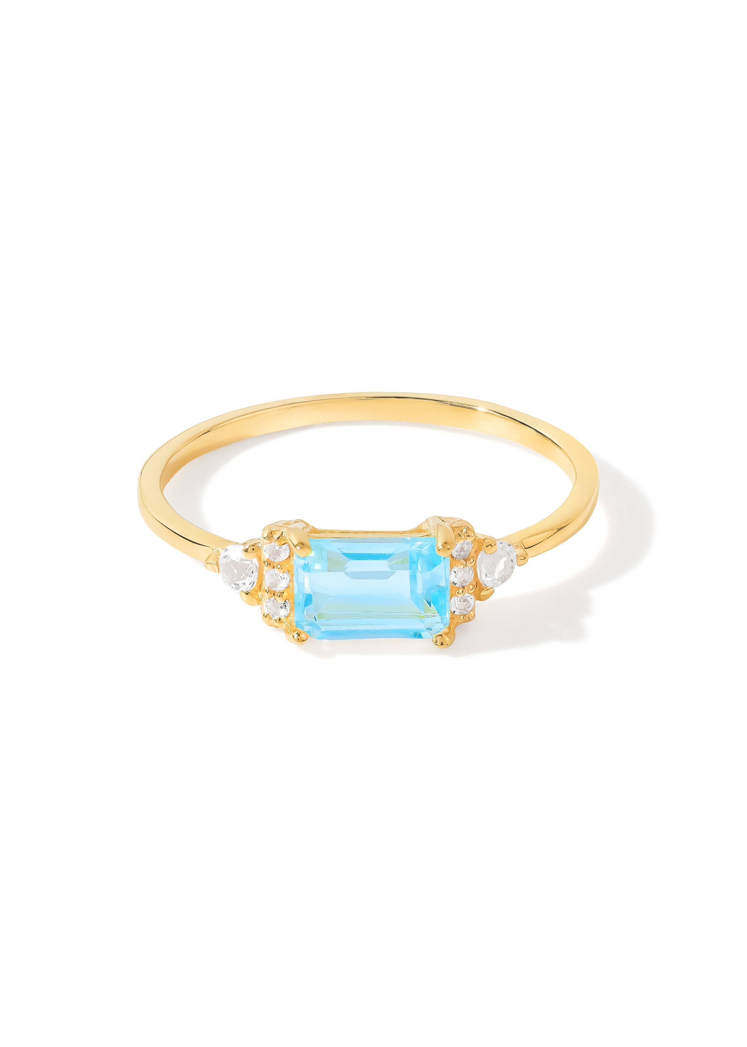 Bague Impératrice Azur en Topaze Bleue Ciel Plaqué Or en Argent 925