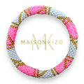 Bracelet népalais R44 rose blanc doré
