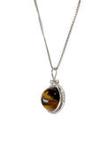 Collier Argent 925 - Pendentif Oeil de Tigre AA 10mm